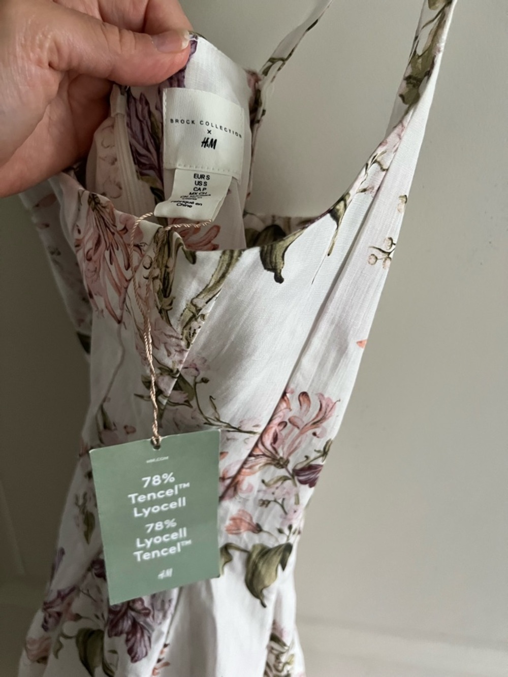 🌸✨ H&M x Brock Collection Floral Criss Cross Back Midi Dress Cream Size S NWT - Picture 13 of 16